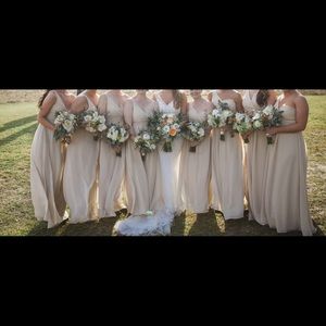 Light tan bridesmaid dress. Worn once